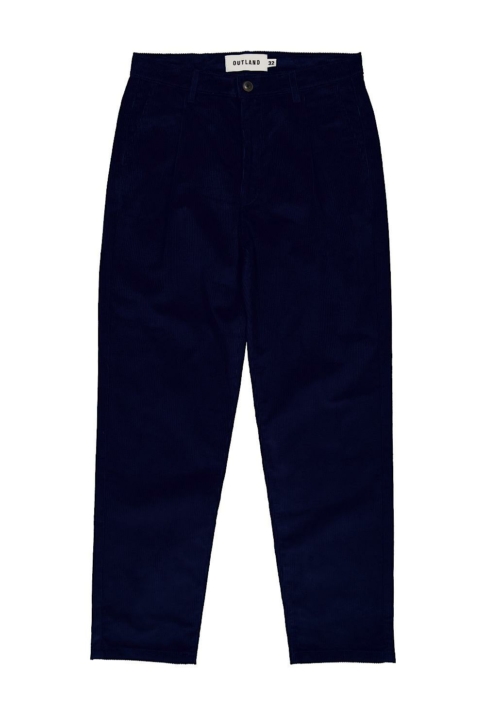 Pleat Cord Trousers - Navy