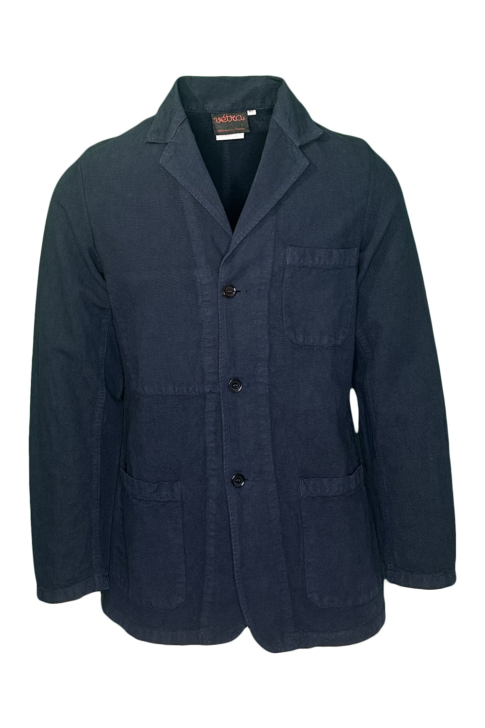 Cotton/Linen Workwear Blazer - Navy