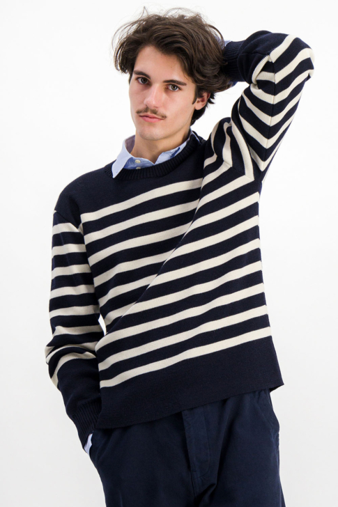 Finistere Stripes Sweater - Navy