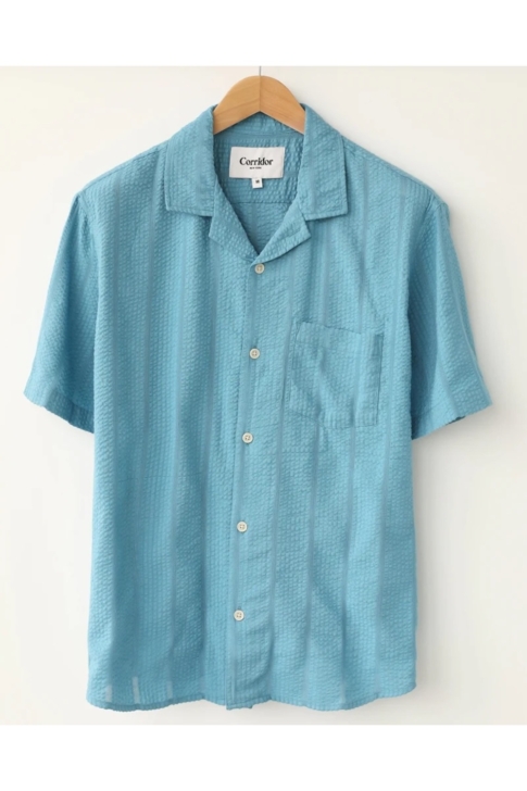 Striped Seersucker Shirt - Blue