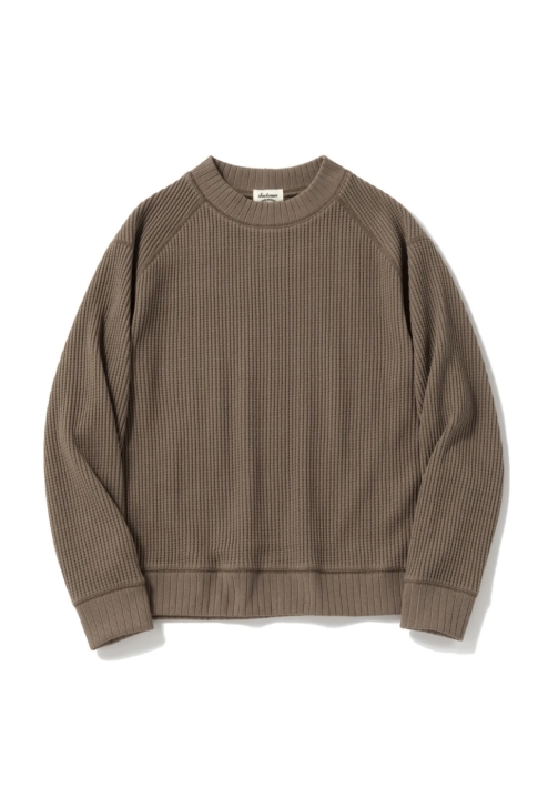 Waffle Mid Neck Crew - Taupe